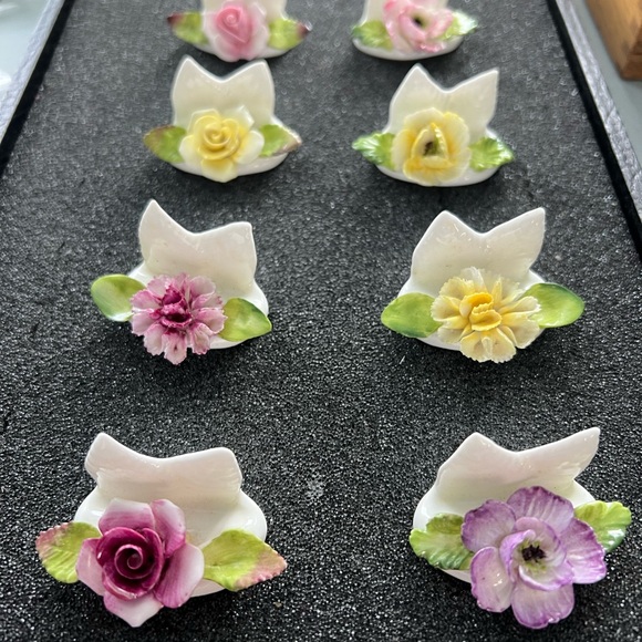 Card Holder Coalport Porcelain bone china, 8 pieces made in England, pre-owned. - Picture 1 of 11